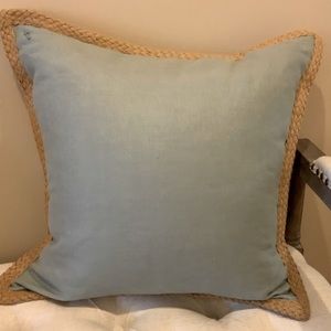 Pottery Barn linen pillow with woven weave trim